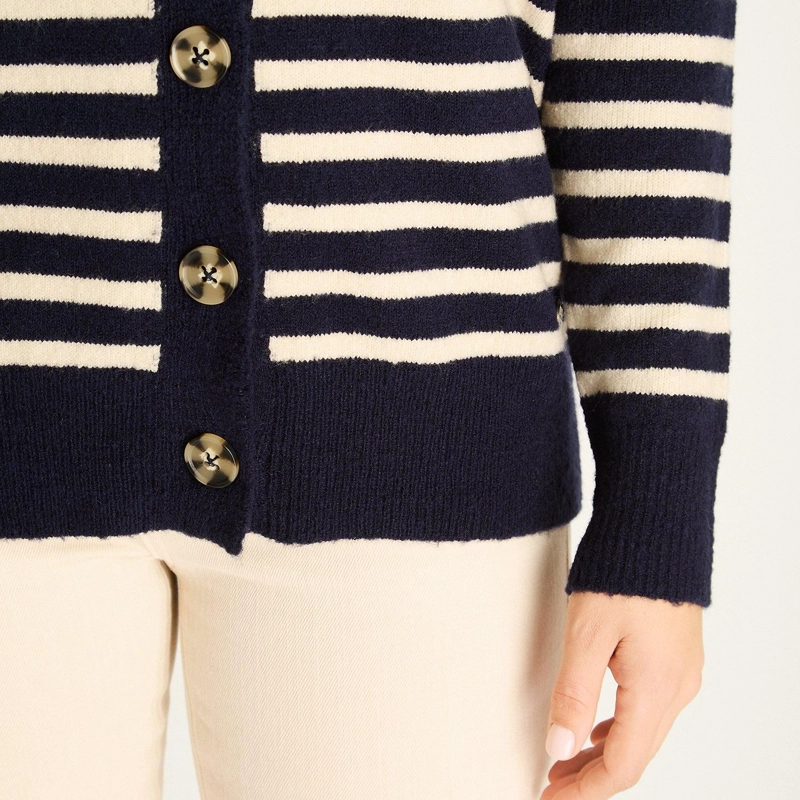 CARDIGAN AZUL MANGA LARGA ELASTICIDAD MEDIA SIN FORRO CALCE HOLGADO - 3