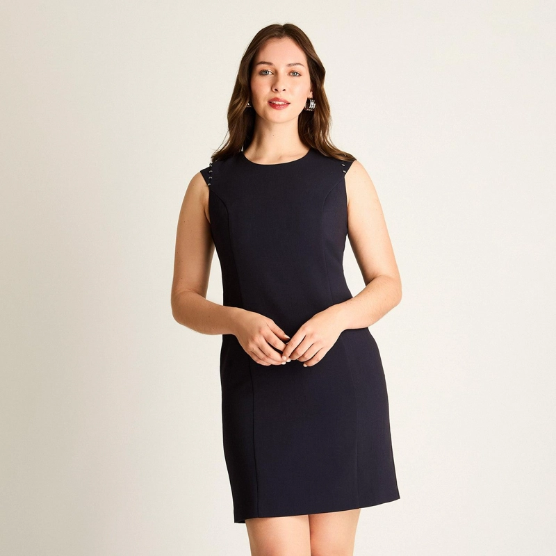 VESTIDO AZUL CON DETALLES EN HOMBROS - 1