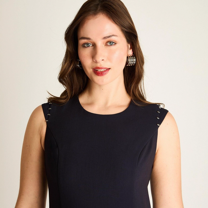 VESTIDO AZUL CON DETALLES EN HOMBROS - 3