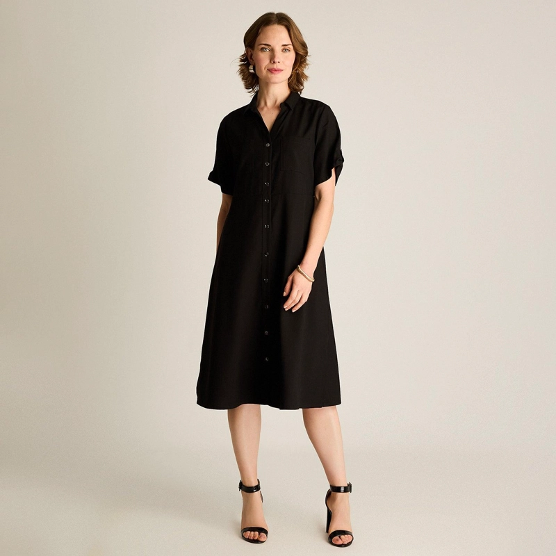 VESTIDO MIDI NEGRO CALCE HOLGADO - 4