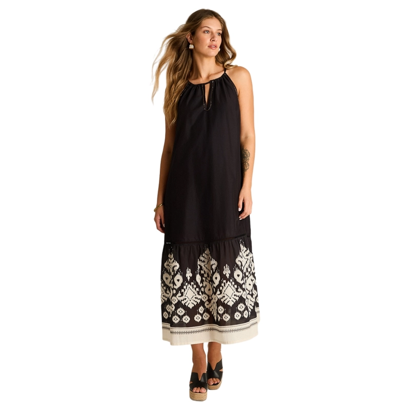VESTIDO MAXI NEGRO NO ELASTIZADO CALCE HOLGADO - 1