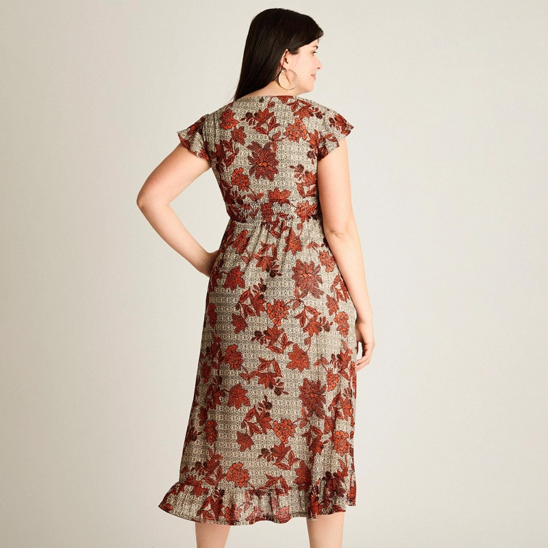 VESTIDO MAXI NARANJO MUY ELASTICADO CON FORRO CALCE NORMAL - 2