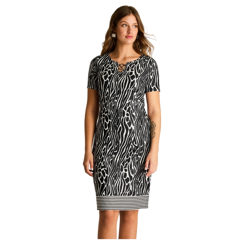 VESTIDO CORTO NEGRO ESTAMPADO - 1