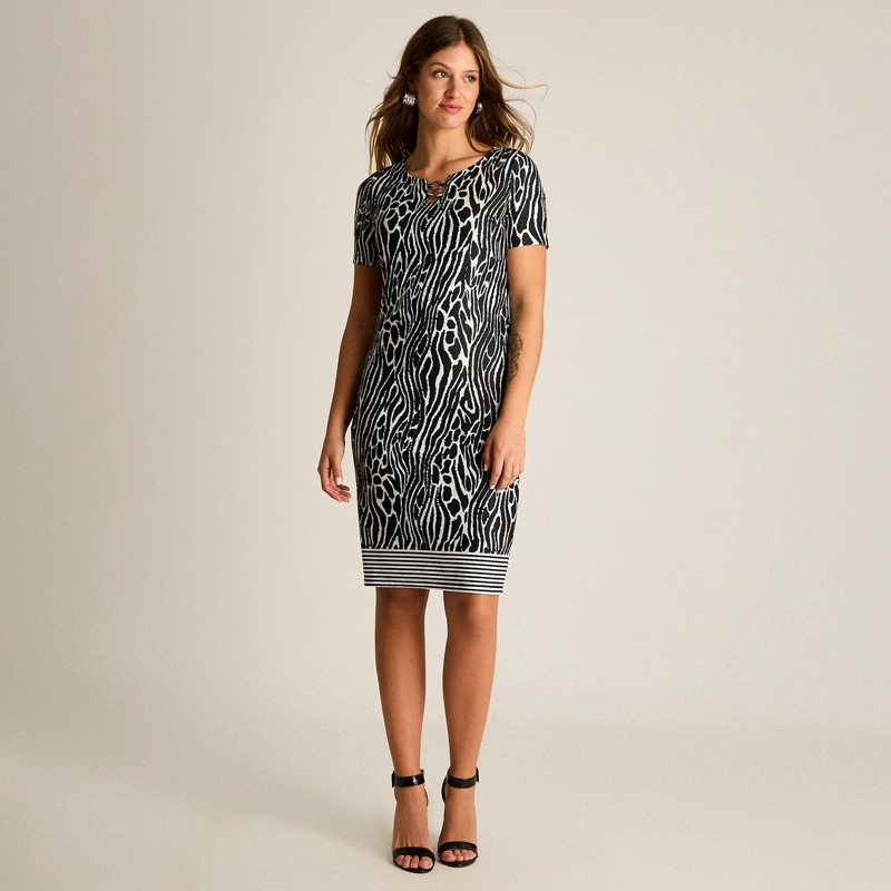 VESTIDO CORTO NEGRO ESTAMPADO - 4
