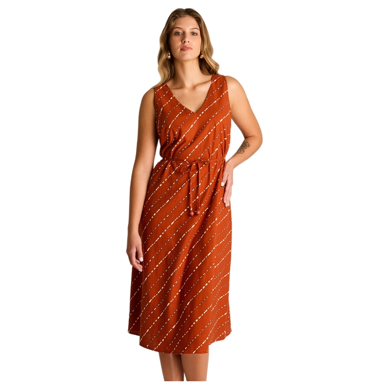 VESTIDO MIDI TERRACOTA CALCE HOLGADO - 1