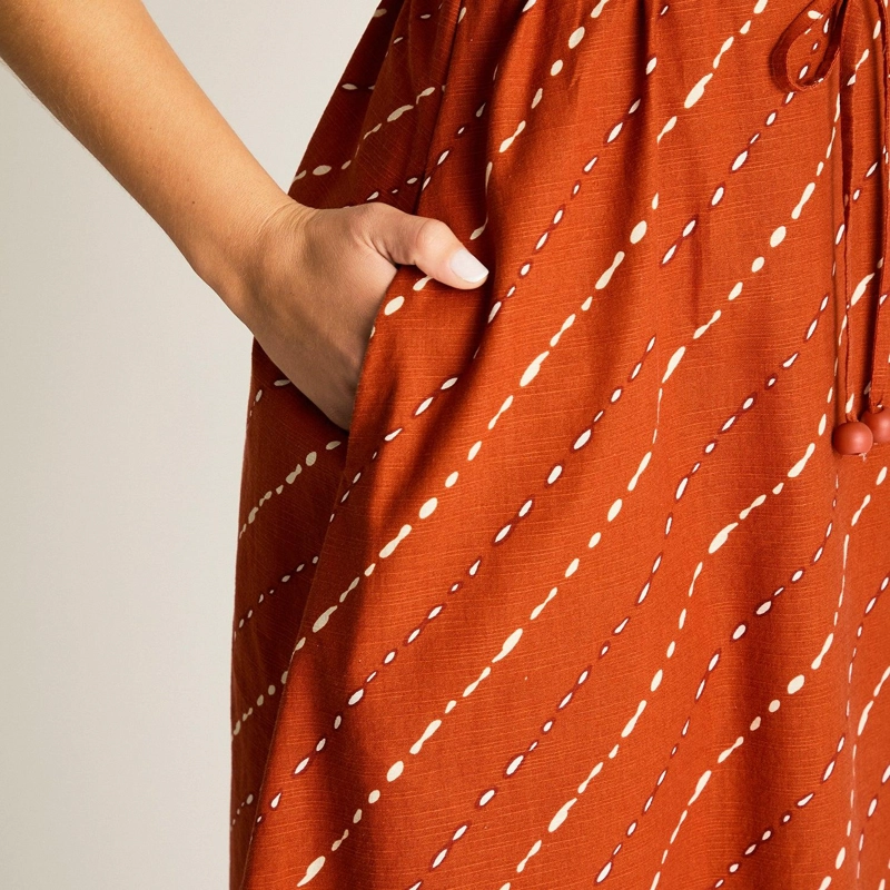VESTIDO MIDI TERRACOTA CALCE HOLGADO - 3