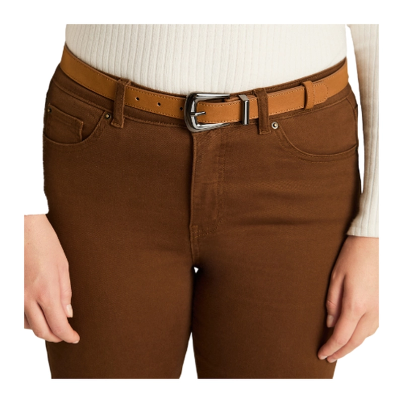 CINTURON CAMEL DE SUEDE CON HEBILLA METALIZADA - 1