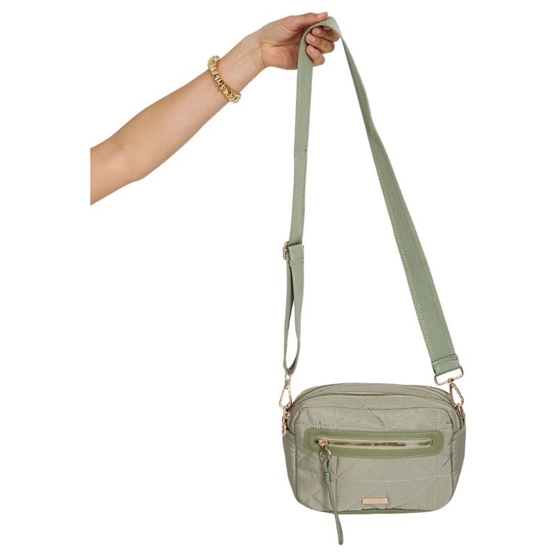 CARTERA BANDOLERA DE TELA VERDE - 1