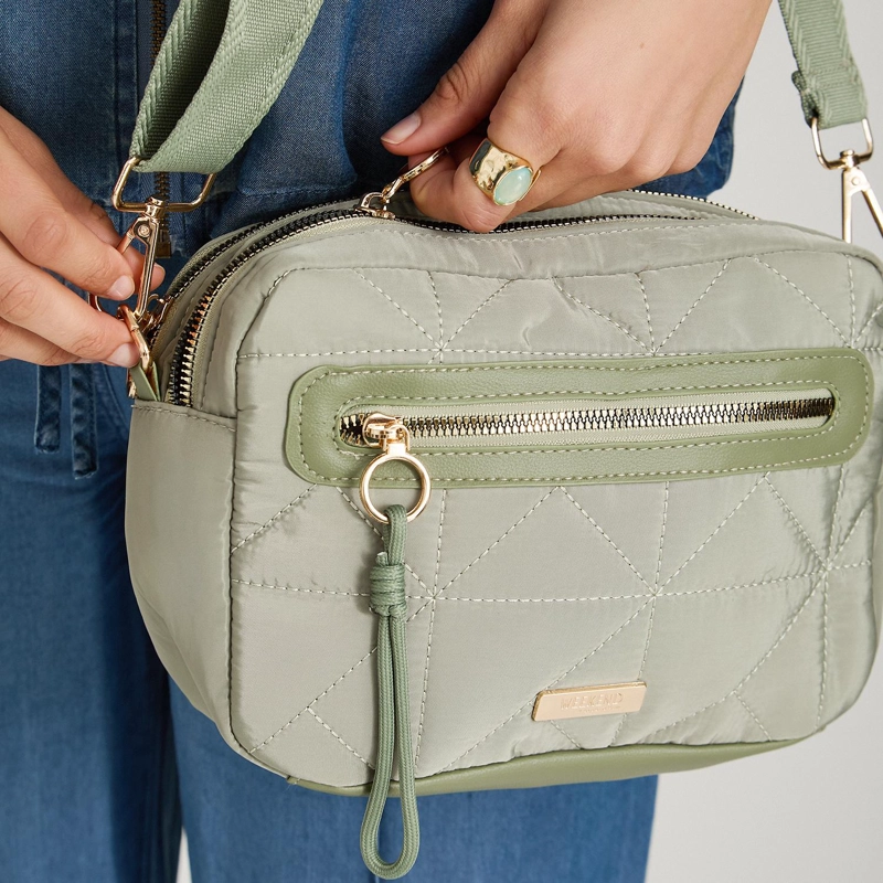 CARTERA BANDOLERA DE TELA VERDE - 3