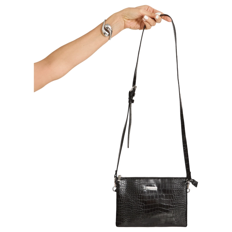 CARTERA PIEL COCODRILO NEGRO - 1