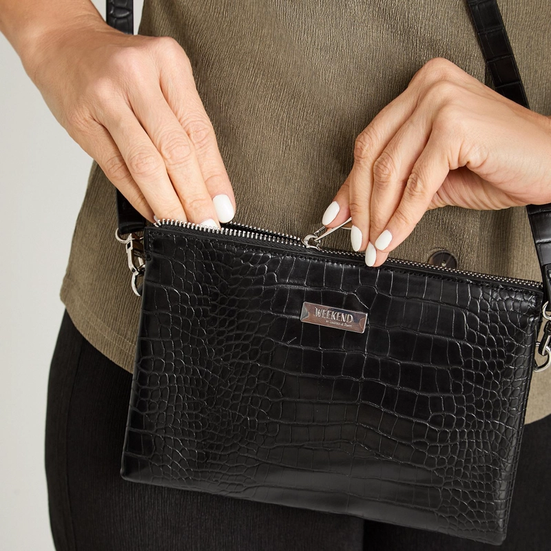 CARTERA PIEL COCODRILO NEGRO - 3