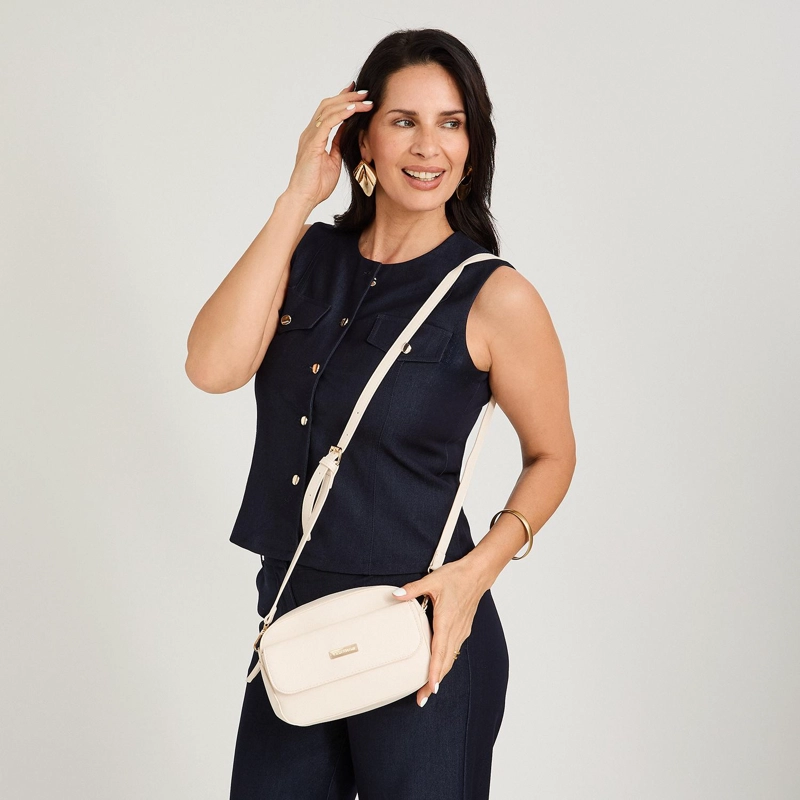 CARTERA BANDOLERA DE PU BEIGE - 4