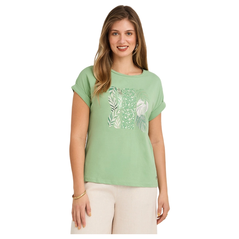 POLERA MANGA CORTA ESTAMPADA VERDE - 1