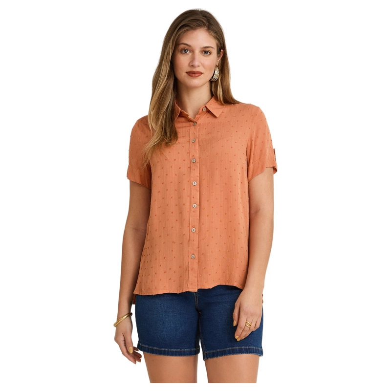 BLUSA MANGA CORTA PLUMETI TERRACOTA - 1