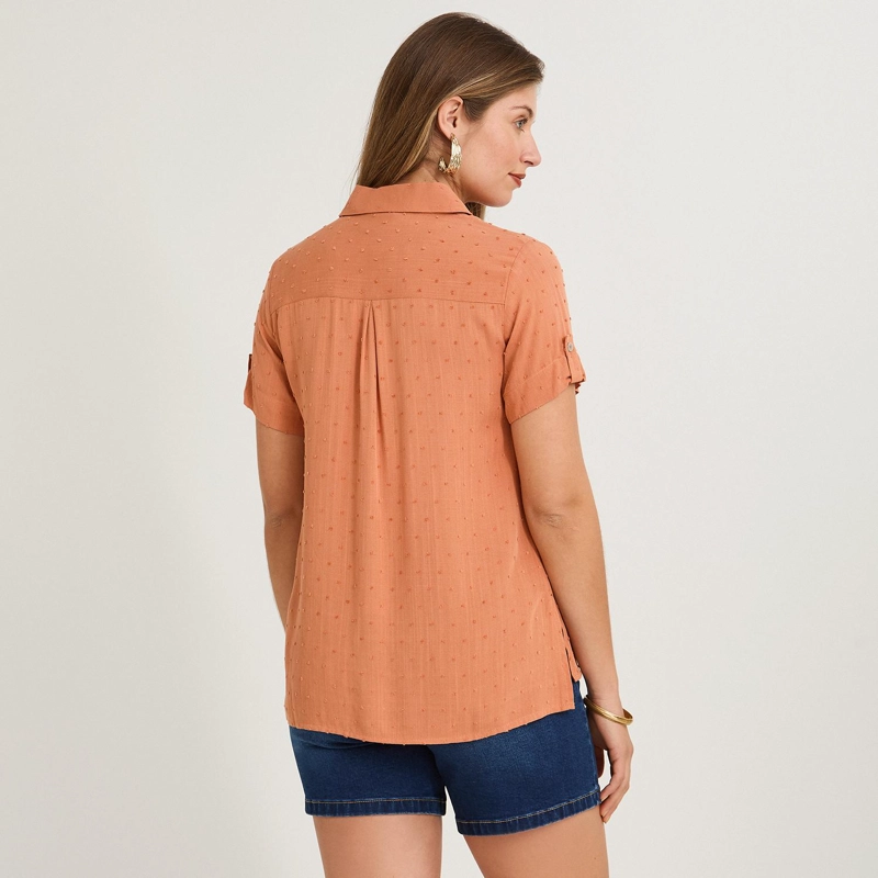 BLUSA MANGA CORTA PLUMETI TERRACOTA - 2
