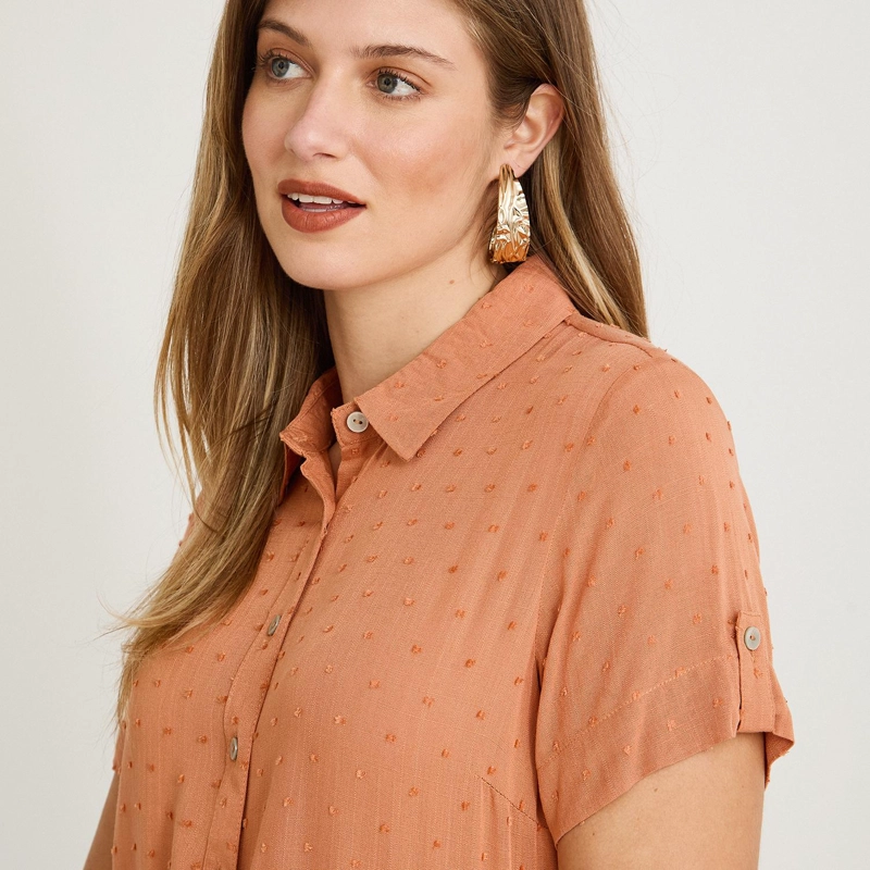 BLUSA MANGA CORTA PLUMETI TERRACOTA - 3
