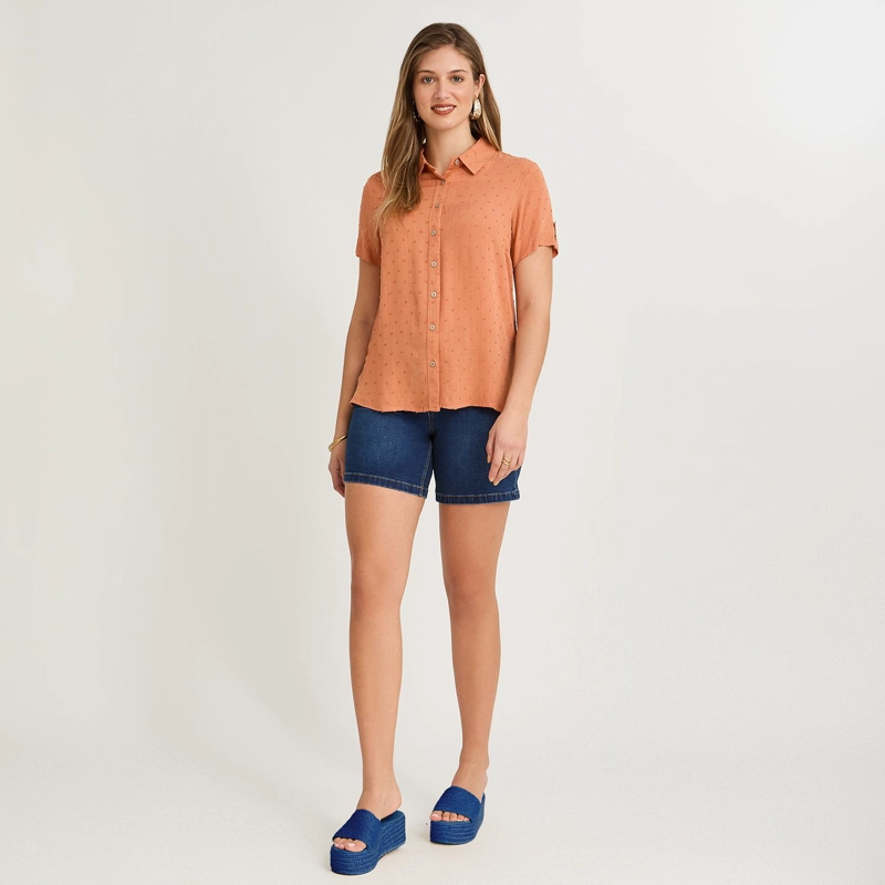 BLUSA MANGA CORTA PLUMETI TERRACOTA - 4