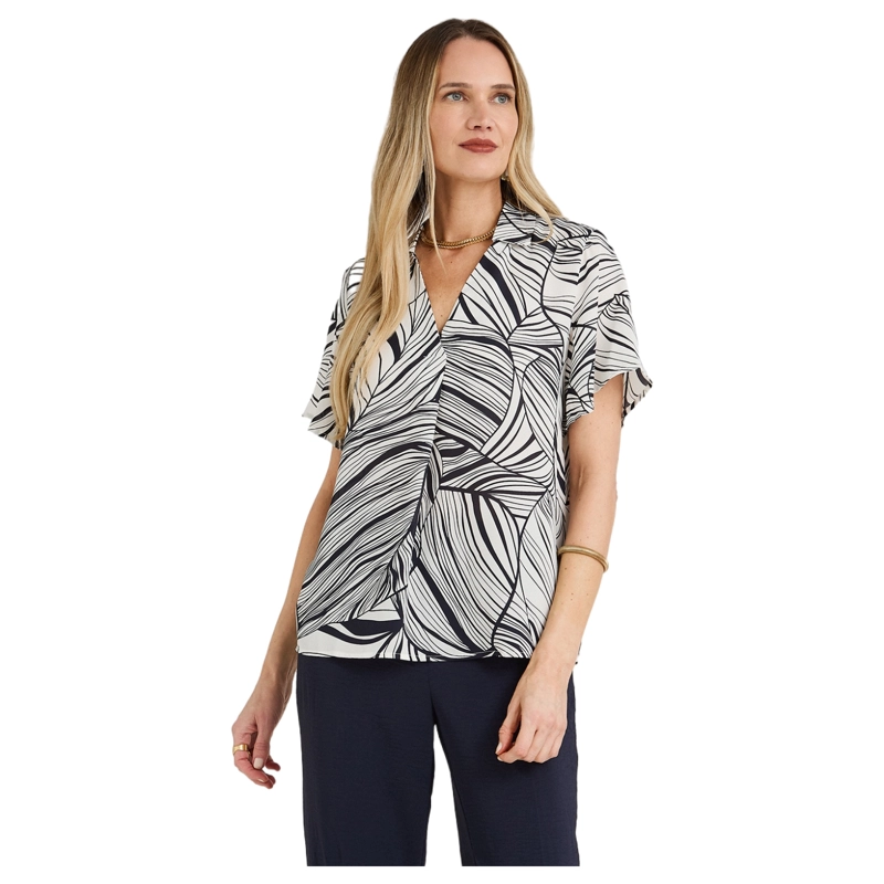 BLUSA MANGA CORTA CUELLO CAMISERO AZUL Acero XS