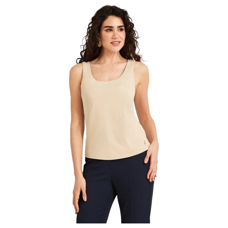 POLERA BASICA SIN MANGAS BEIGE - 1