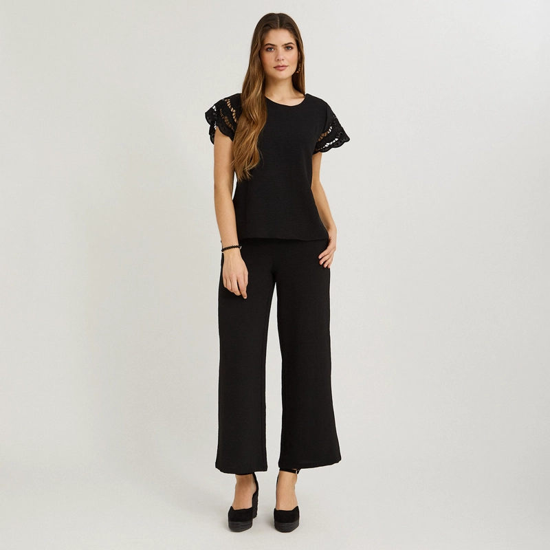 BLUSA MANGA BRODERIE LISA NEGRO - 4