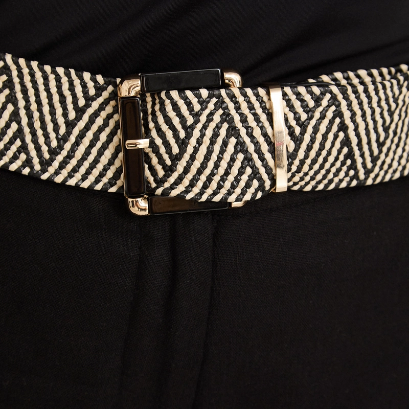CINTURON DE RAFFIA CON HEBILLA CAREY NEGRO - 3