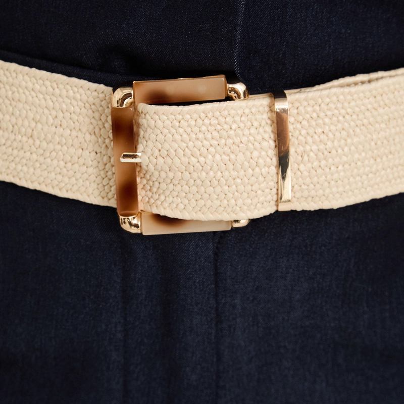 CINTURON DE RAFFIA CON HEBILLA CAREY BEIGE - 3