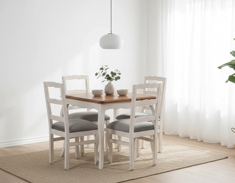 COMEDOR 4 SILLAS NORMANDO 100X100 MUEBLES NATIVA - 1