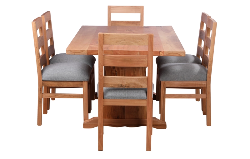 COMEDOR FRAILE 100 X 180 CON 6 SILLAS TAPIZ GRIS MUEBLES NATIVA - 2
