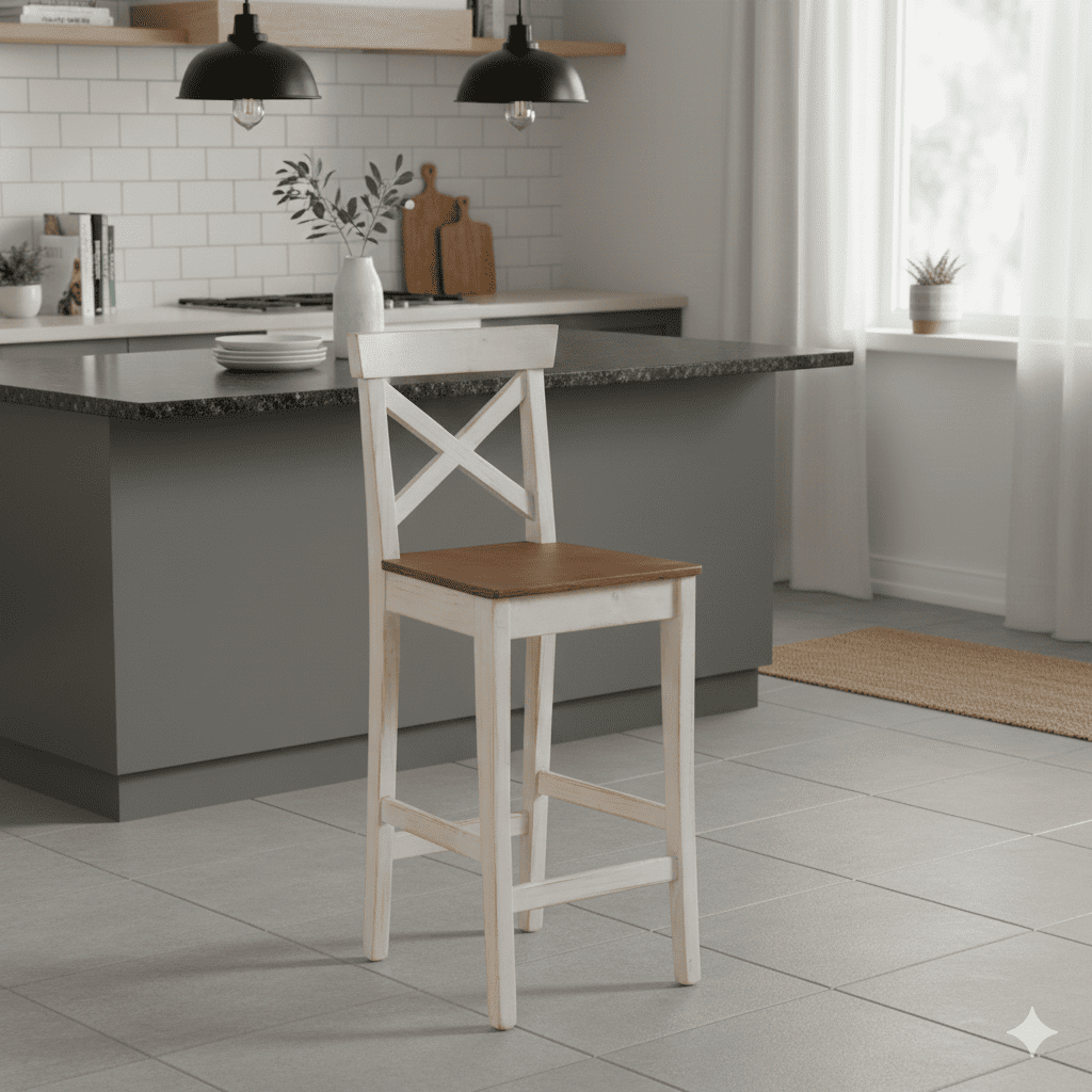 TABURETE O PISO MUEBLES NATIVA MADERA BLANCO INVIERNO - 1