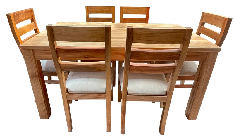 COMEDOR 6 SILLAS NATIVO 90X160 KOKE TAPIZ BEIGE - 1