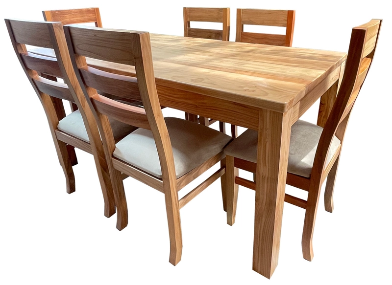 COMEDOR 6 SILLAS NATIVO 90X160 KOKE TAPIZ BEIGE - 2