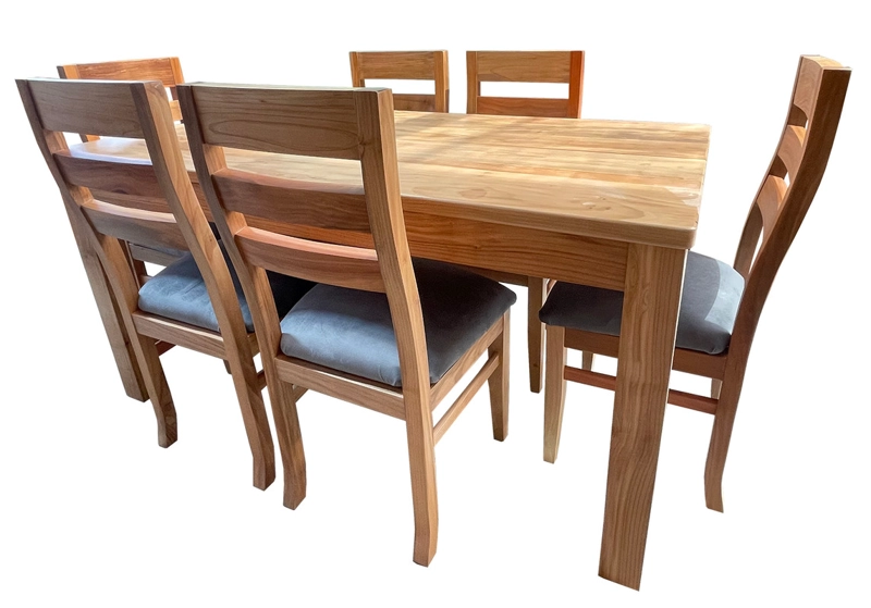 COMEDOR 6 SILLAS NATIVO 90X160 KOKE TAPIZ GRIS - 2