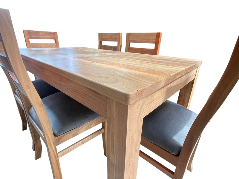 COMEDOR 6 SILLAS NATIVO 90X160 KOKE TAPIZ GRIS - 3