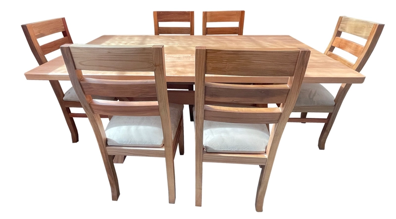 COMEDOR 6 SILLAS CRUZ 100X180 KOKE TAPIZ BEIGE - 1