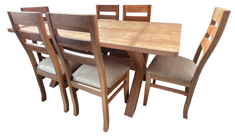 COMEDOR 6 SILLAS CRUZ 100X180 KOKE TAPIZ BEIGE - 2