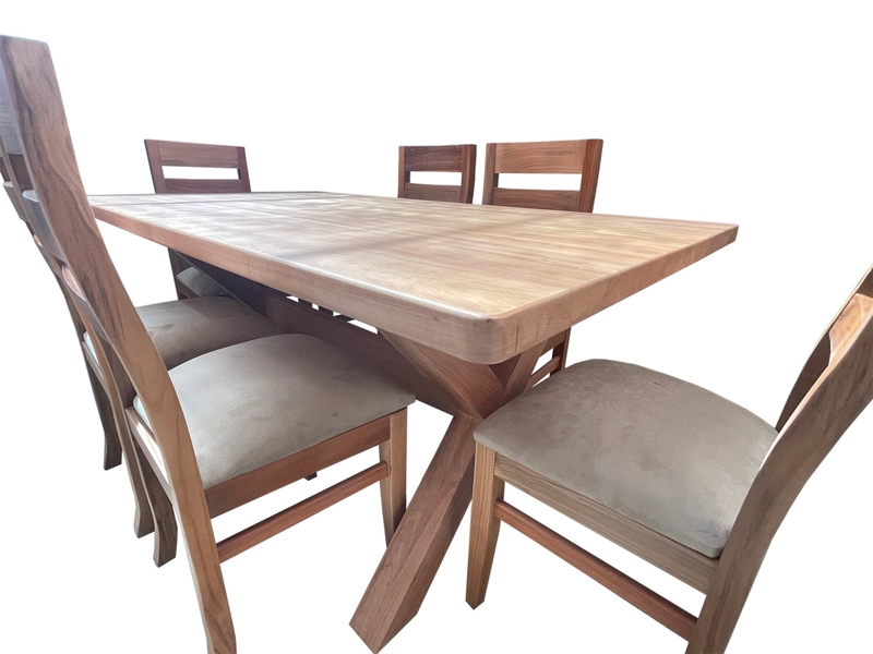 COMEDOR 6 SILLAS CRUZ 100X180 KOKE TAPIZ BEIGE - 3