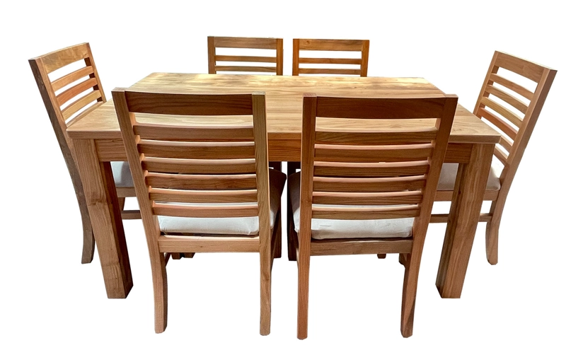COMEDOR 6 SILLAS  NATIVO 90X160 PALILLO TAPIZ BEIGE - 1