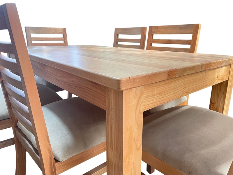 COMEDOR 6 SILLAS  NATIVO 90X160 PALILLO TAPIZ BEIGE - 3