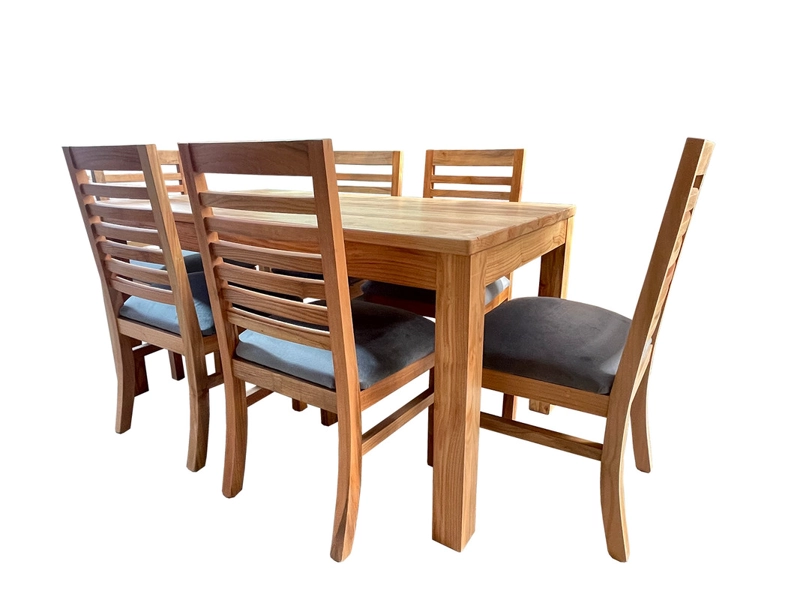 COMEDOR 6 SILLAS  NATIVO 90X160 PALILLO TAPIZ GRIS - 2