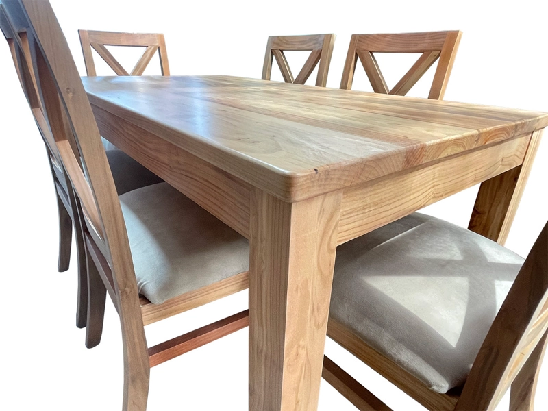 COMEDOR 6 SILLAS NATIVO 90X160 CRUZ TAPIZ BEIGE - 3