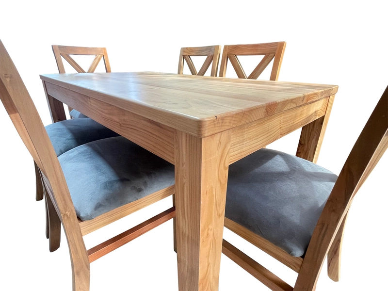 COMEDOR 6 SILLAS  NATIVO 90X160 CRUZ TAPIZ GRIS - 3