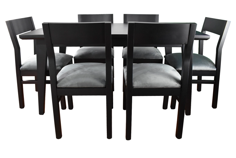 COMEDOR 6 SILLAS VENDETTA EN COLOR NEGRO 90X150 TAPIZ GRIS - 2