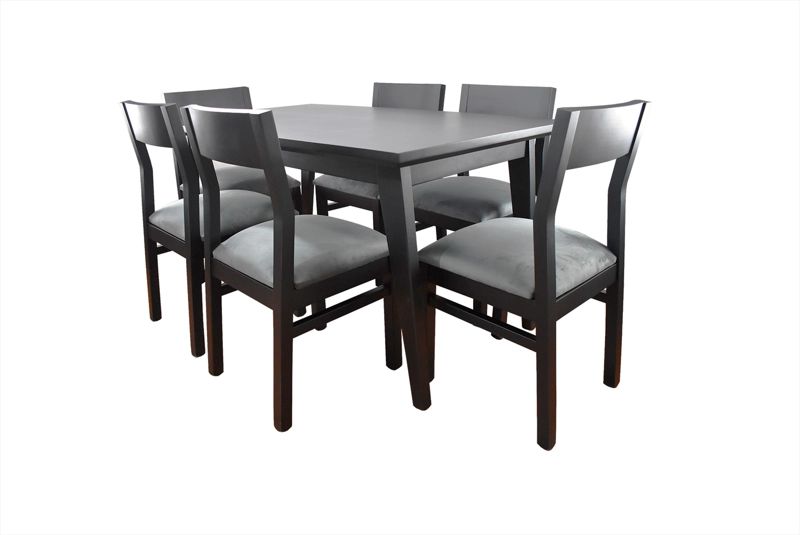 COMEDOR 6 SILLAS VENDETTA EN COLOR NEGRO 90X150 TAPIZ GRIS - 3