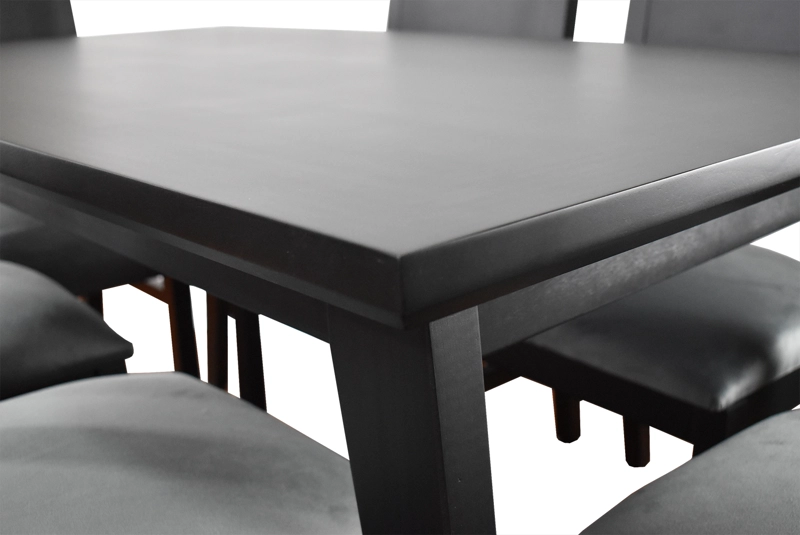 COMEDOR 6 SILLAS VENDETTA EN COLOR NEGRO 90X150 TAPIZ GRIS - 4