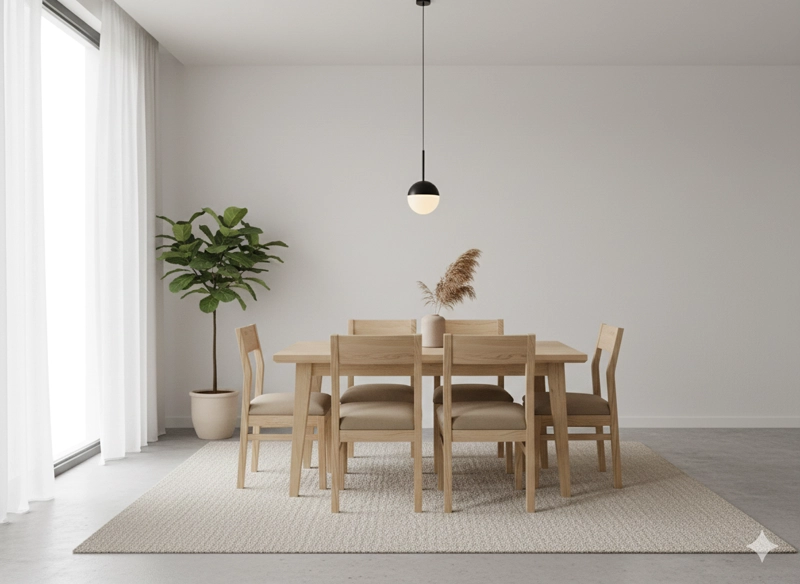 COMEDOR 6 SILLAS VENDETTA 90X150 TAPIZ BEIGE - 1