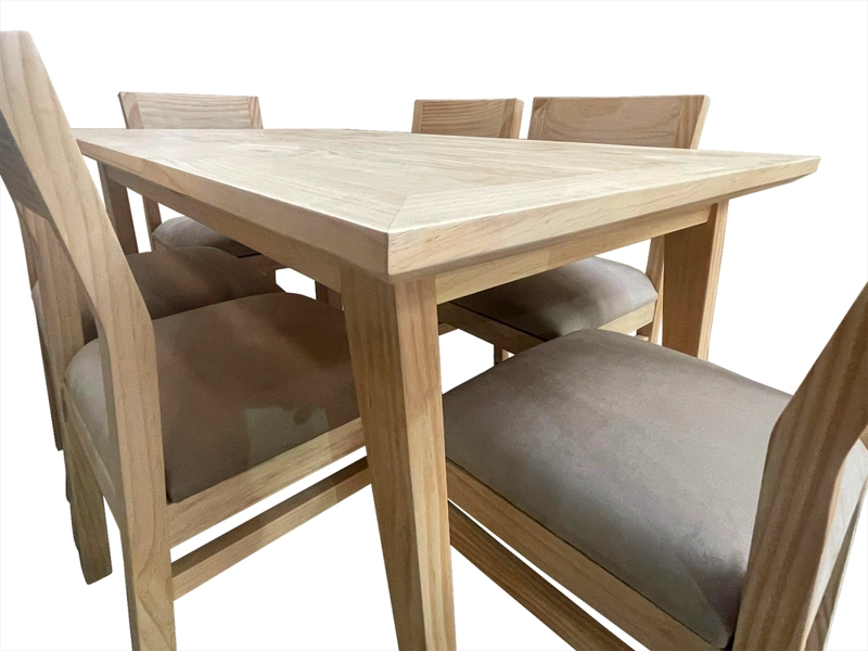 COMEDOR 6 SILLAS VENDETTA 90X150 TAPIZ BEIGE - 3