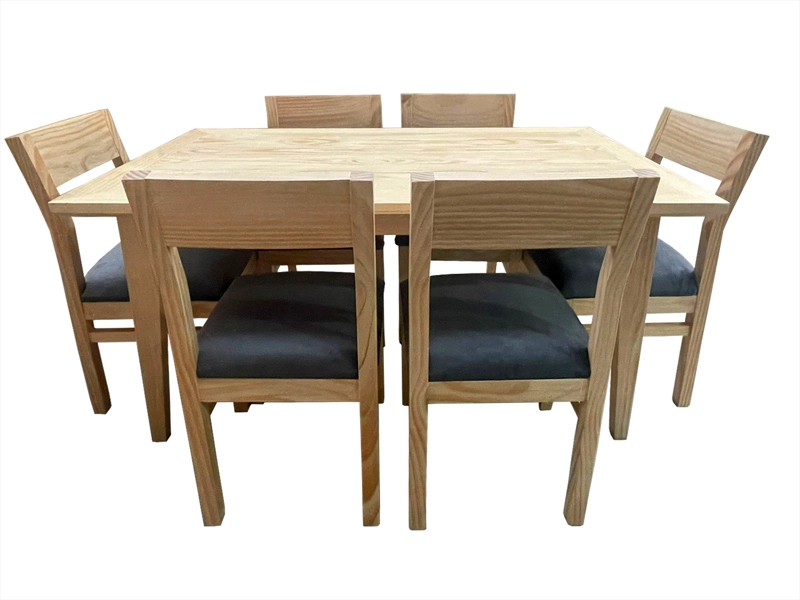 COMEDOR 6 SILLAS VENDETTA 90X150 TAPIZ GRIS - 5