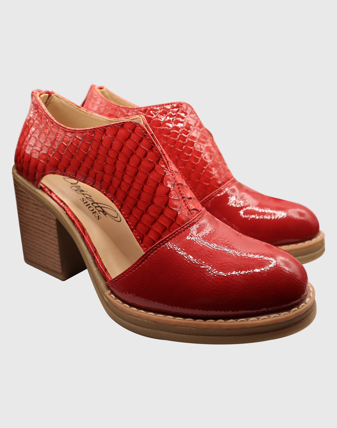 ZAPATO ROJO ABIERTO CROCO CASUAL - 2