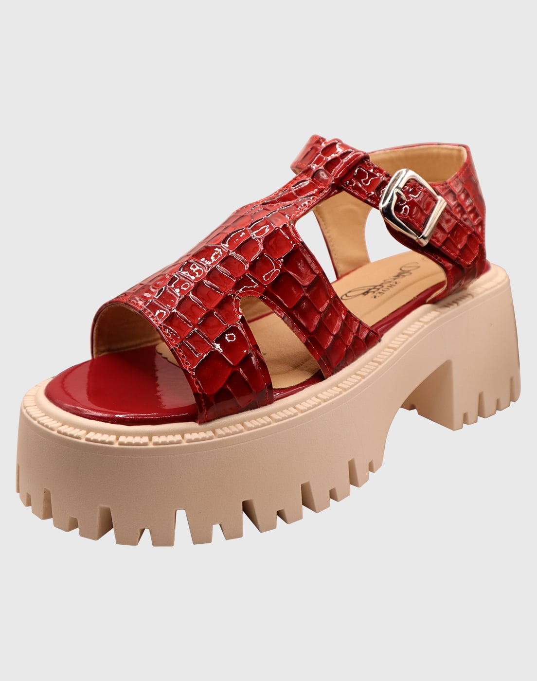 SANDALIAS MUJER DANICOLLE ROJO HEBILLA CHAROL 40