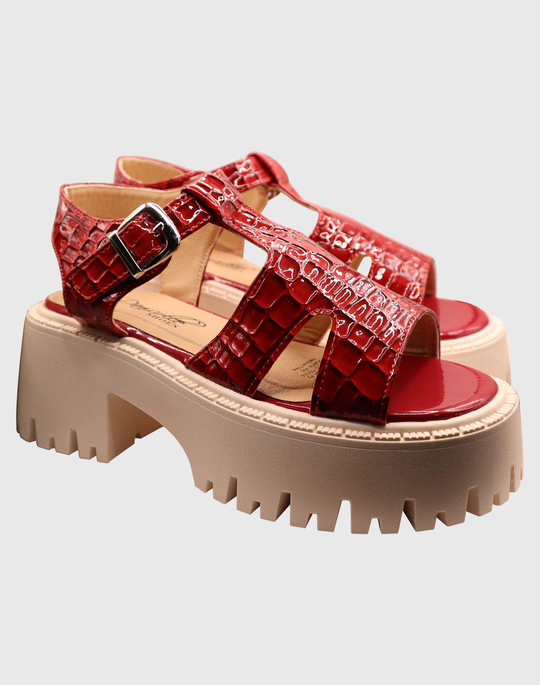 SANDALIAS MUJER DANICOLLE ROJO HEBILLA CHAROL - 2